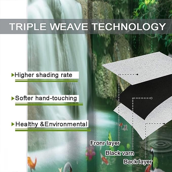 Scenery Waterfall Blackout Curtains, China Country Landscapes Nature Pattern Window Drapes, for Bedroom Living Room 55" W X 63" L