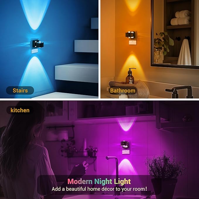 JandCase Night Lights Plug into Wall, 10-Colored Changing Night Light