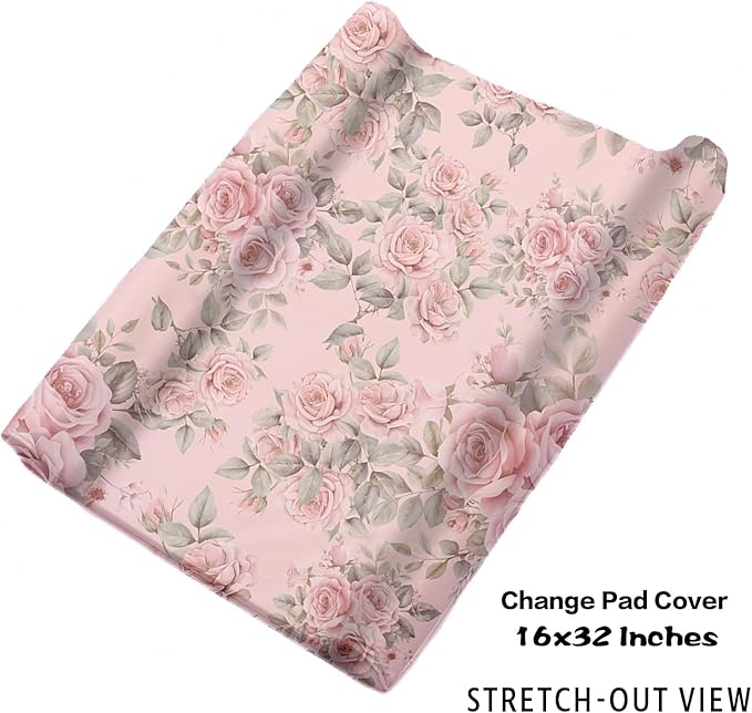 Personalized Nursery Crib Bedding Set: Custom Name Pink Floral 5 Piece Baby Crib Sets with Horse Pattern - Toddler Double Layer Blanket Set, Comfortable Crib Bed Sheets for Baby Grils