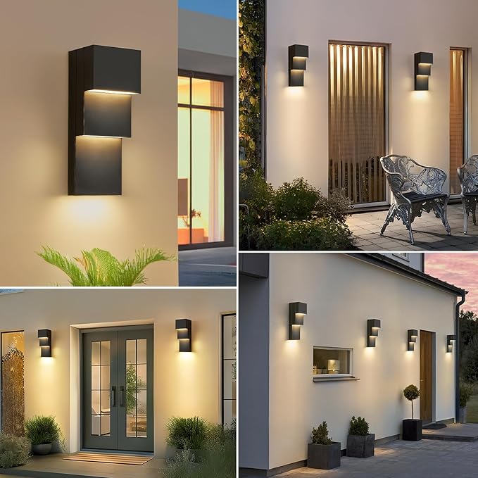 tewei Modern LED Outdoor Wall Sconce 30W Exterior Lighting Fixtures, Warm White