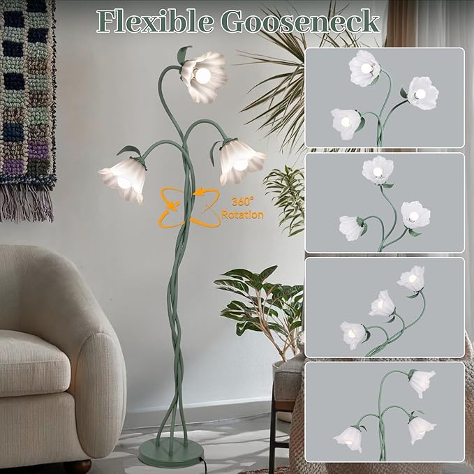 Vintage 3 Heads Flower Floor Lamp