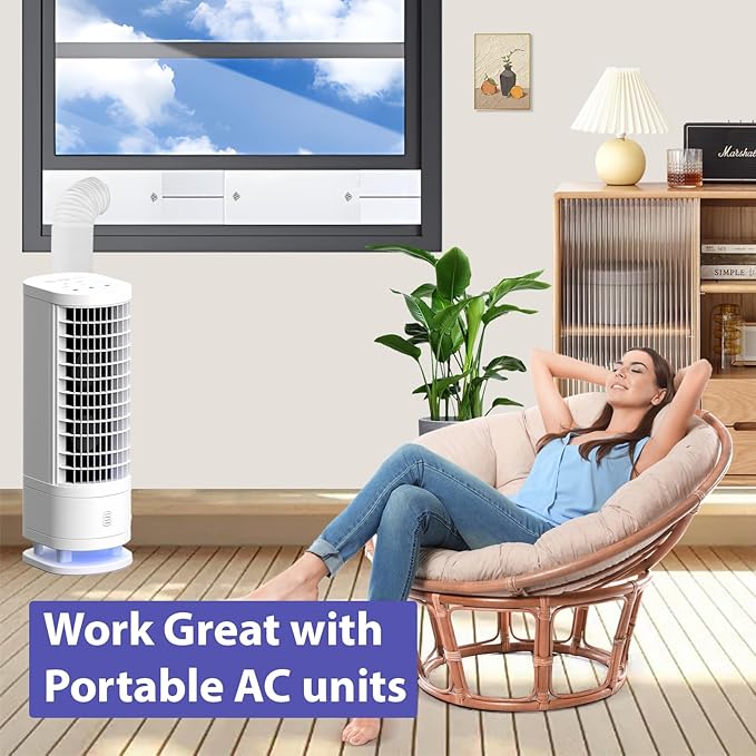 Window Vent Kit, Portable Air Conditioner Window Kit, Universal for 4”/6” Ducting & 5.1"/5.9" Hose for Sliding Window, Upgraded AC Window Seal Kit for HVAC, Inline/Duct Fans, Grow Tent, Dryer