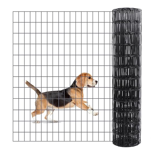 2×3in 48''×50' Welded Wire Mesh, Chicken Wire Mesh Metal Garden Plant Fencing, Black PVC Coated Raised Garden Bed Plant Supports Poultry Netting, Welded Fence Rabbit Cage