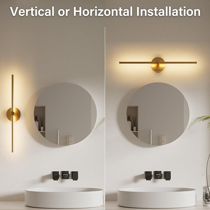 ZAGO 24 Inch LED Indoor Linear Wall Sconces Set of Two, 3CCT Switchable