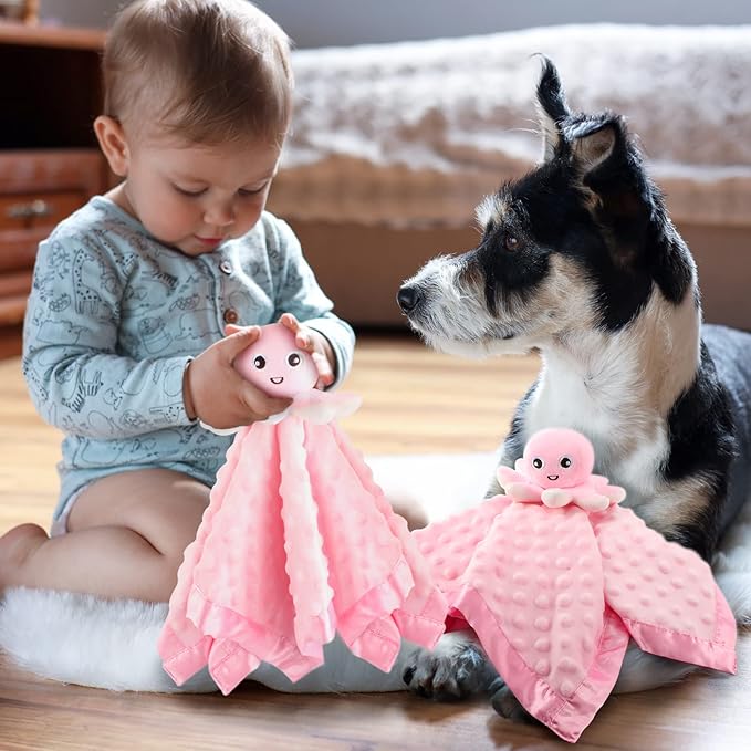Baby Security Blanket Loveys for Babies Snuggle Toy Plush Octopus Stuffed Animal Baby Gifts for Girls and Boys Newborn