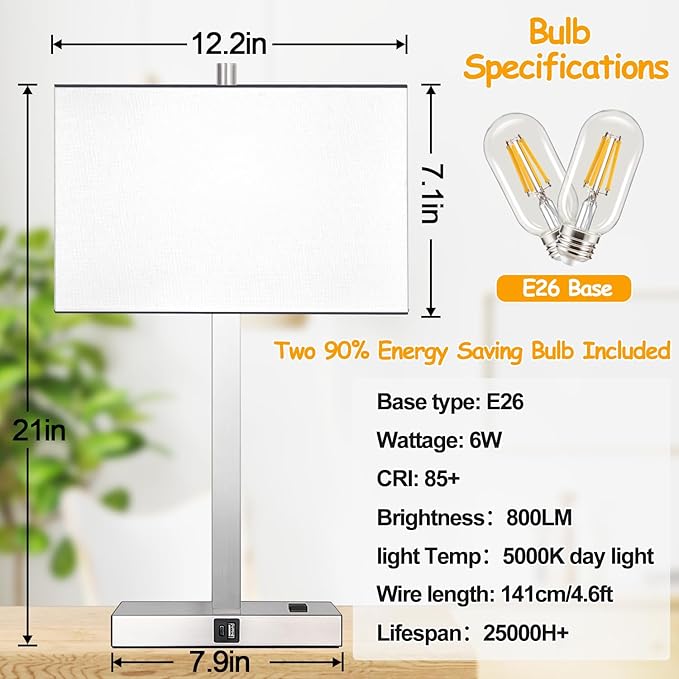 21" Set of 2 Touch Control Table Lamps