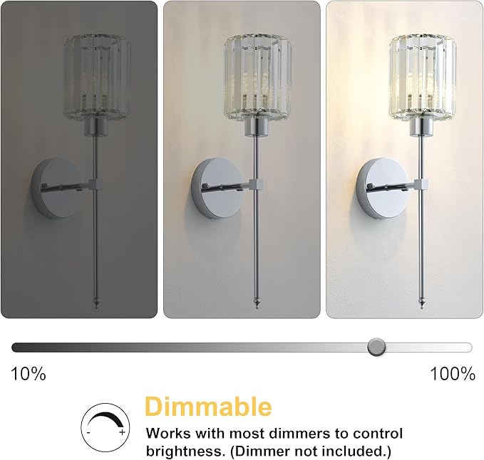 Hardwired Crystal Wall Sconces Set of Two
