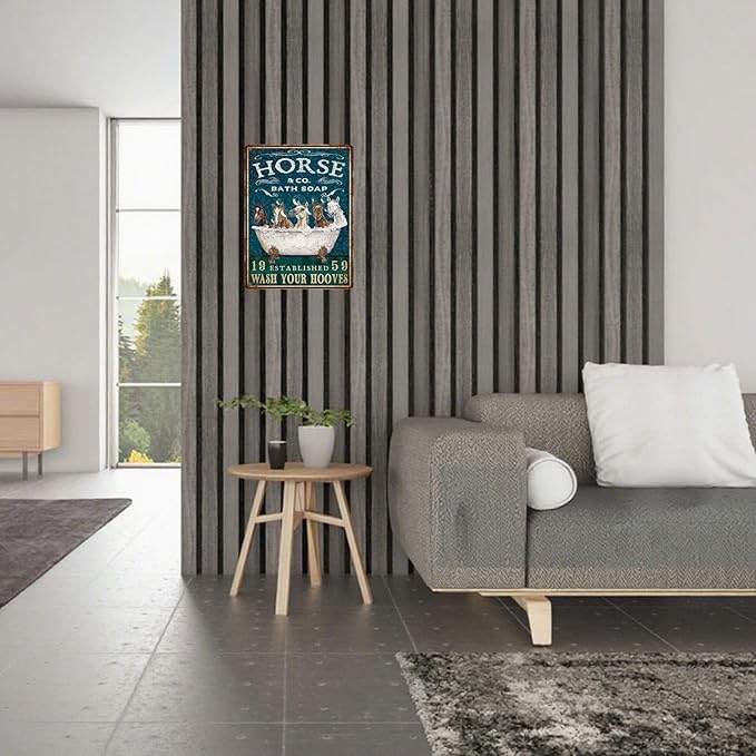 Vintage Horse Tin Sign Bathroom and Bathtub Retro Bath Soap Wash Your Hooves Metal Sign Funny Nostalgic Wall Decor Decorations for Home Farmhouse Farm Room Cafe Shop Toilet Bar 16 * 12In