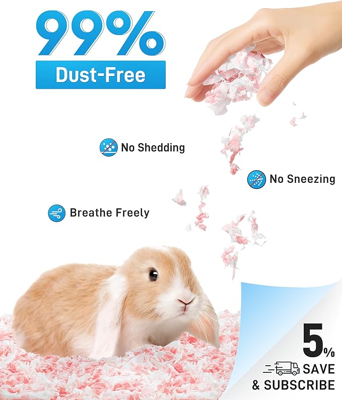 BUCATSTATE Hamster Bedding 70L, 99% Dust-Free Guinea Pig Bedding Odor Control Paper Bedding, Cozy Small Animal Bedding for Rabbit Rat Syrian Dwarf Hamsters Gerbils (Pink)