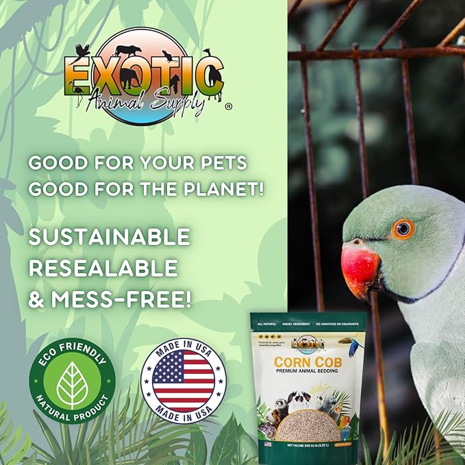 Natural Corn Cob Bedding, Corn Cob Litter, Dust-Free, Birds and Small Animals ~5lbs (340 CU in)