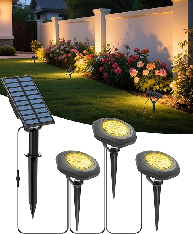 CORESLUX Solar Spot Lights Outdoor Waterproof IP68, 3-in-1 LED Warm Light Solar