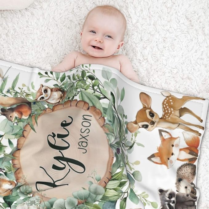 Custom Blanket for Boys Girls Personalized Baby Blanket with Name Customized Baby Gifts for Birthday Baby Shower Christmas Soft Flannel Bed Throw Blanket for Newborn Kids Personalized Blankets