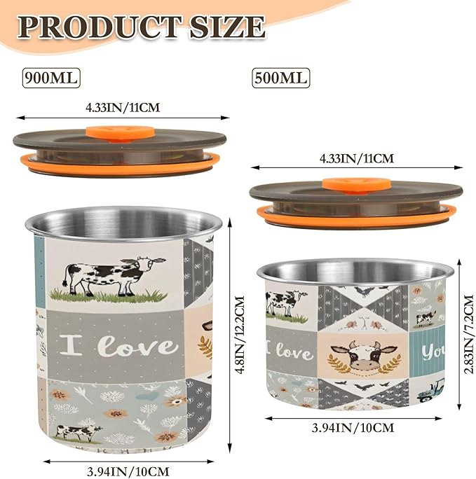 Love Farm Cows Coffee Canister 17oz Stainless Steel Airtight Food Storage Container with Lid for Beans/Cereal Preserval