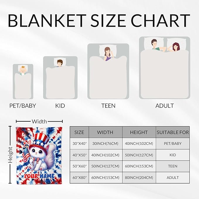 Personalized Cat Blanket for Girls - 40" x 50" Inches Cat Lovers Blankets - Warm Soft Throw for Couch, Sofa & Chair