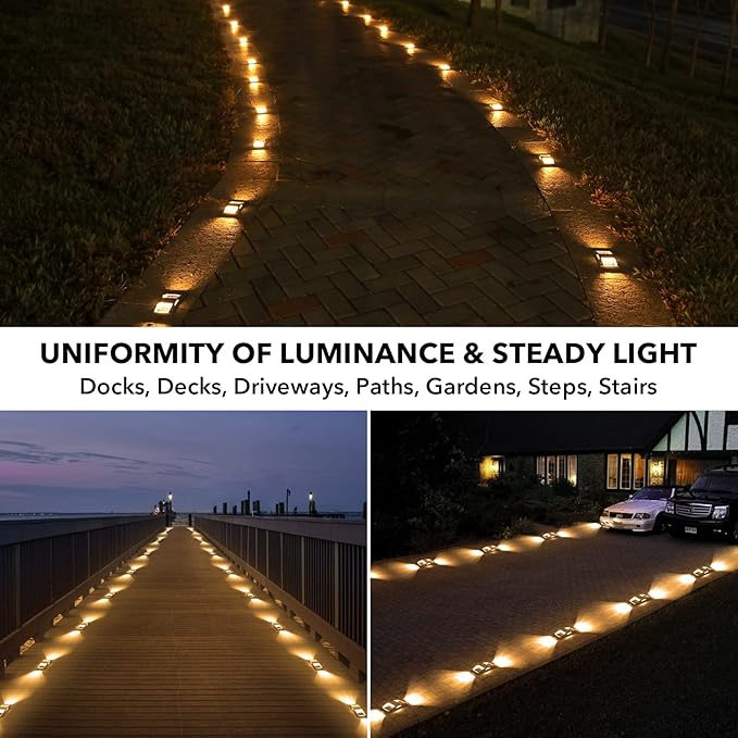 AGPTEK Solar Driveway Lights 12 Pack, Outdoor Deck Dock Marine LED Solar