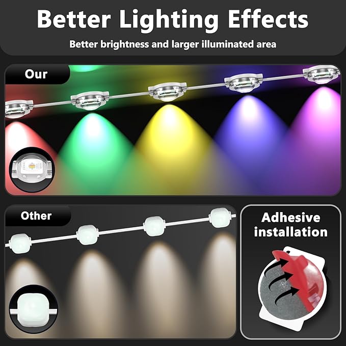 150FT Permanent Outdoor RGB Lights, IP67 Waterproof Smart Eave Lighting