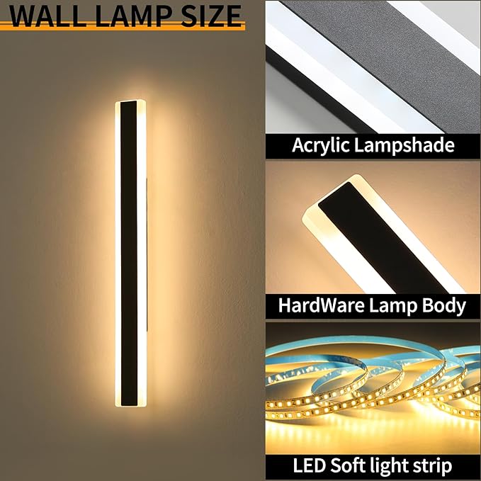 Mikeru 2Pack 57inch Outdoor Wall Light Fixtures, 10%-100% Dimmable Outdoor Wall