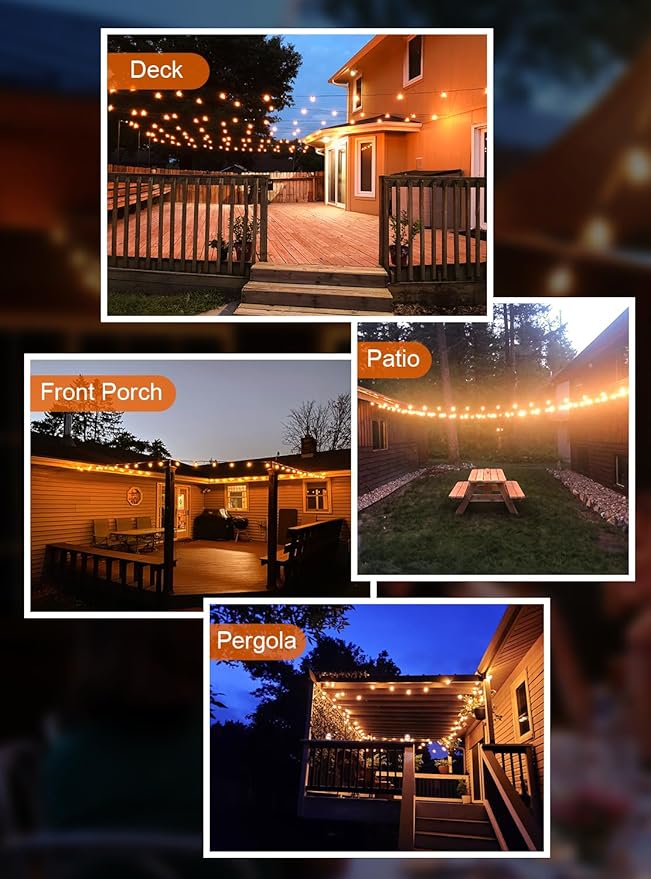 GPATIO 200FT Outdoor String Lights, Waterproof Patio Lights