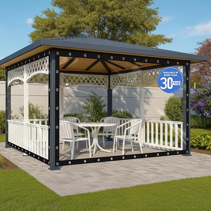 Covers & all Clear Tarp Heavy Duty Waterproof, 20mil Clear Tarp with Grommets, Outdoor Tarp for Patio Covers, Porch Screens, Greenhouses, Chicken Coop (12' H x 12' W Feet), Indoor or Outdoor Use