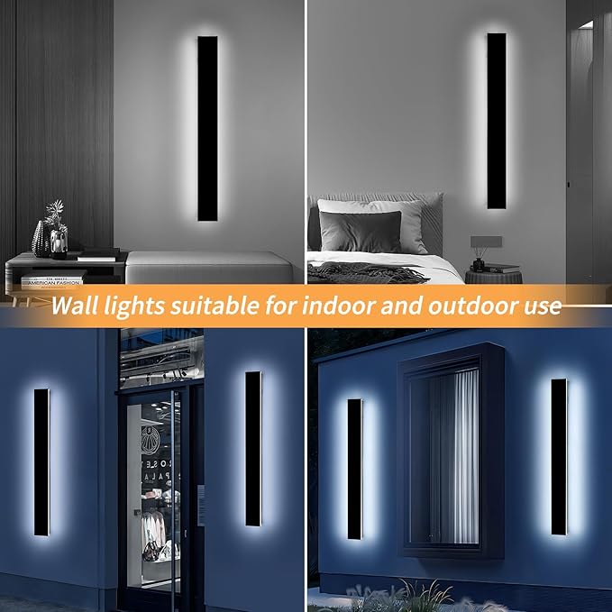 Mikeru 31.4" 2Pack Outdoor Wall Sconce 6000K Cool White