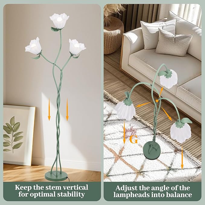 Vintage 3 Heads Flower Floor Lamp