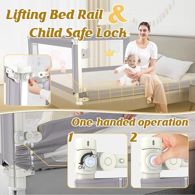 Height Adjustable Bed Rail for Toddlers, Kids Safety Baby Bed Rail for Twin/Full/King/Queen Size Bed (1 Side, 39 Inch)