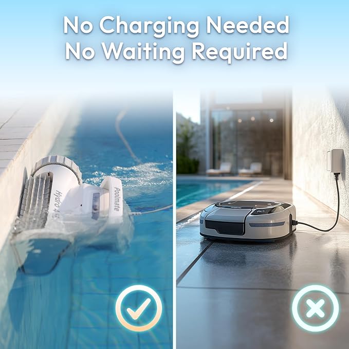 Automatic Robotic Pool Vacuum Cleaner, Wall Climbing/Waterline Scrubbing, Top Load Large Filter, Ideal for Above/In-Ground Pools up to 40 FT Length, Smart Navigation, Ultra Cleaning Modes, Dual Inlet