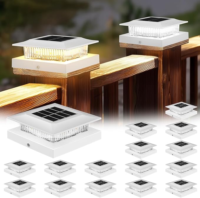 4x4 Solar Post Cap Lights 16 Pack, Fence Post Solar Lights