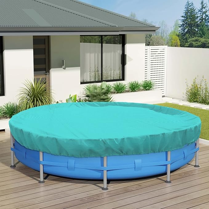 ECOOPTS 17 ft Round Pool Cover for Above Ground Pools, Swimming Pool Cover Protector Winter Safety Cover (Turquoise)