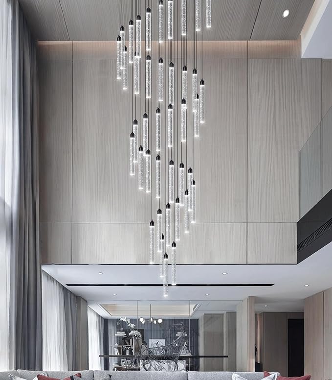 40-Lights High Ceiling Chandelier Modern LED Crystal Chandelier