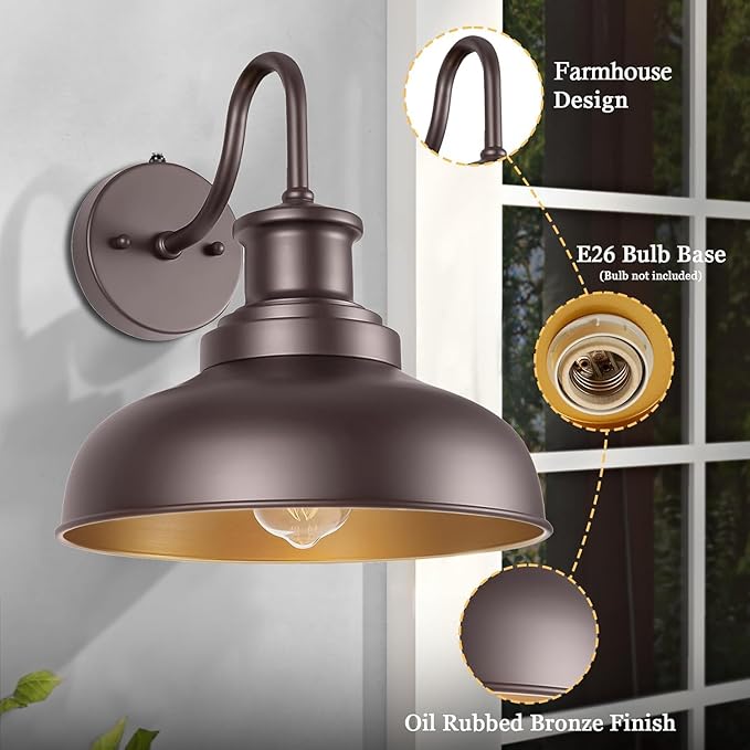 Dusk to Dawn Outdoor Barn Light Outdoor Wall Sconce Farmhouse Exterior Wall