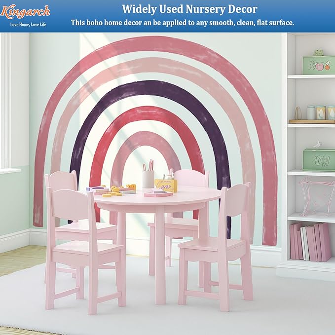 Large Boho Rainbow Wall Decals, Colorful Peel and Stick Fabric Nursery Wall Decor, Removable Home Room Wall Decor Murals Stickers for Kids Girls Toddler Bedroom Living Room Playroom