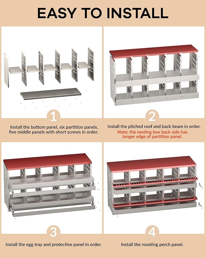 Chicken Nesting Boxes 8 Compartments, Metal Chicken Nesting Boxes, Waterproof & Rustproof Laying Boxes for Hens, Ventilation & Perch, Roll Away Egg Laying Box for Hens,Wall-Mountable & Freestanding