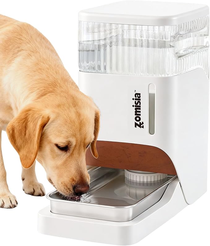 Automatic Dog Water Dispenser 8L with Stainless Steel Bowl, Gravity Large Capacity Water Bowl for Dogs, 2 Gallon Pet Waterer 100% BPA Free, White