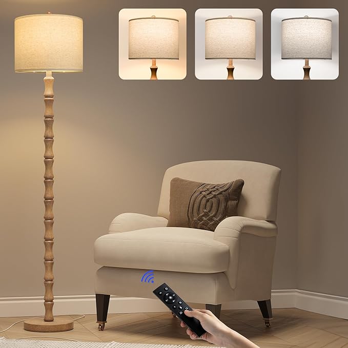 BOBOMOMO 62" Rustic Farmhouse Floor Lamp