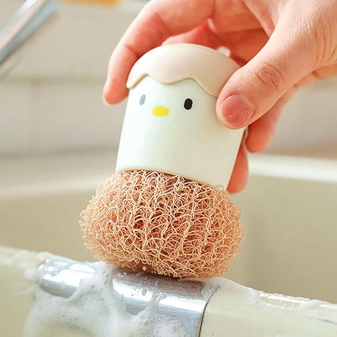 Cartoon Eggshell Dish,Cleaning Brush Long Lasting,Easy to Grip Cute Kitchen Scrub Brush,for Fresh Eggs and Incubator Scrub Brush for Washing Dishes Kitchen Utensils (Pink)