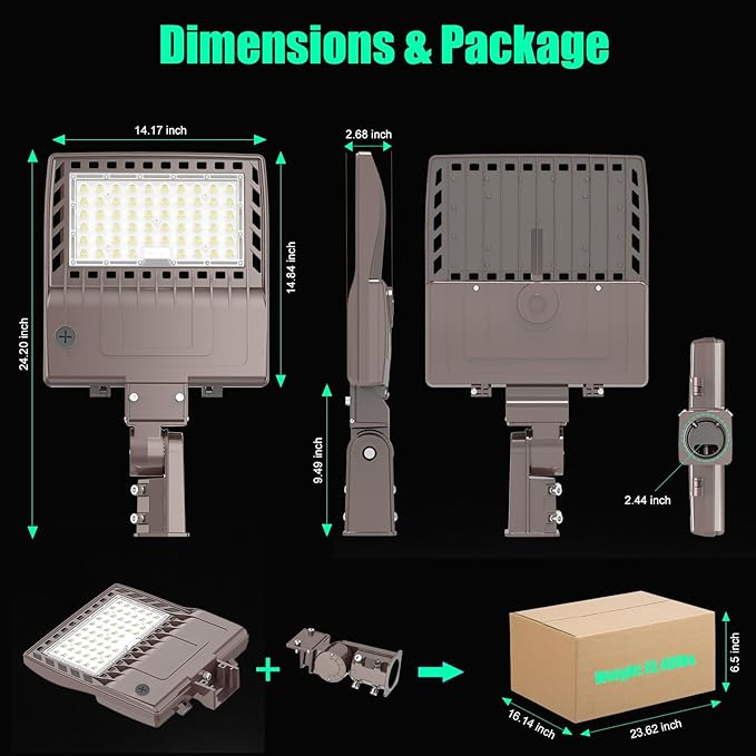 BBESTLED 480 Volt LED Parking Lot Light 240W LED Shoebox Parking Pole Lights