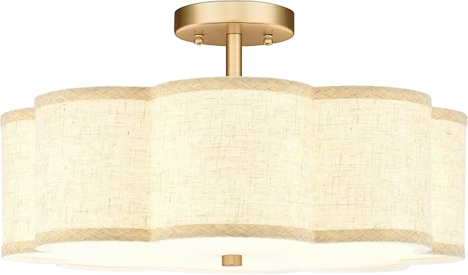Gold Semi Flush Mount Ceiling Lights, 4-Light 18" Brass Light Fixtures Ceiling