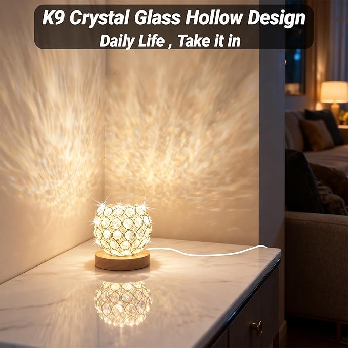 Crystal Mood Table Lamp, Small Decorative Sphere Light