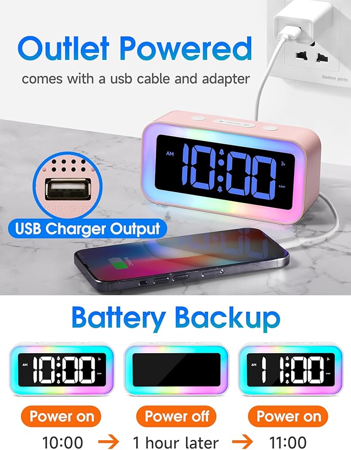 Cadmos Cute Pink Loud Alarm Clock