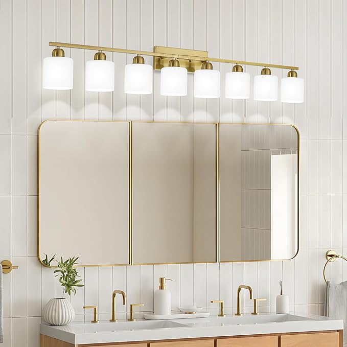 8 Light Bathroom Light Fixtures Gold