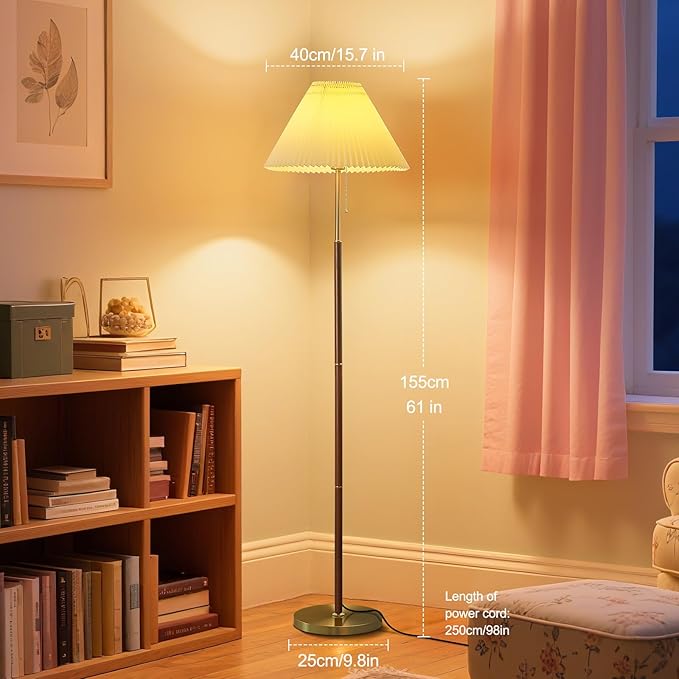 Pleated Lampshade Tall Floor Lamp