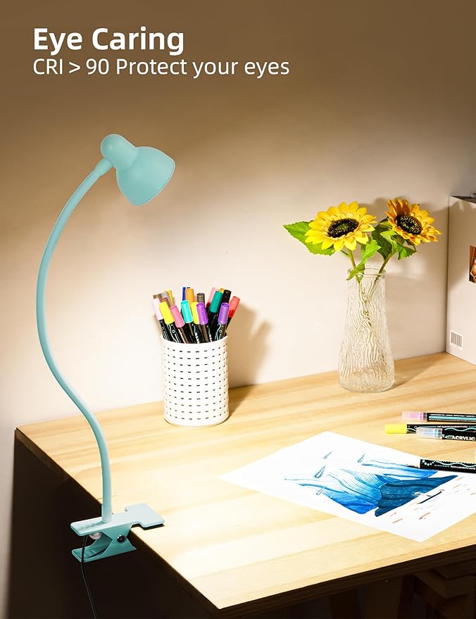 Clip on Reading Light for Bed 3 Color Modes, 10 Brightness Dimmable, Flexible