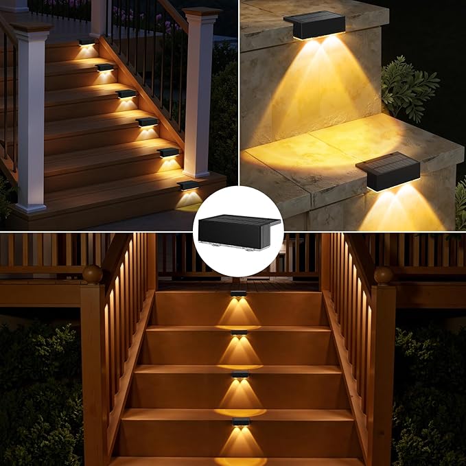 NIORSUN Solar Fence Lights, 6 Pack Deck Light, Led Outdoor Lights Warm White +