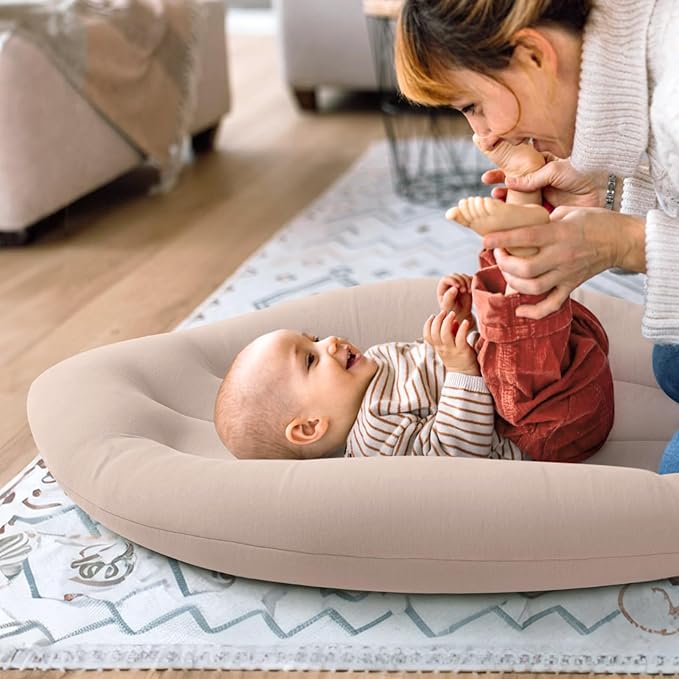 Baby Lounger for Newborn: Skin-Friendly & Breathable for 0-12 Months Infant Tummy Time Playtime & Diaper Changes - Portable & Lightweight Cushion for New Parents
