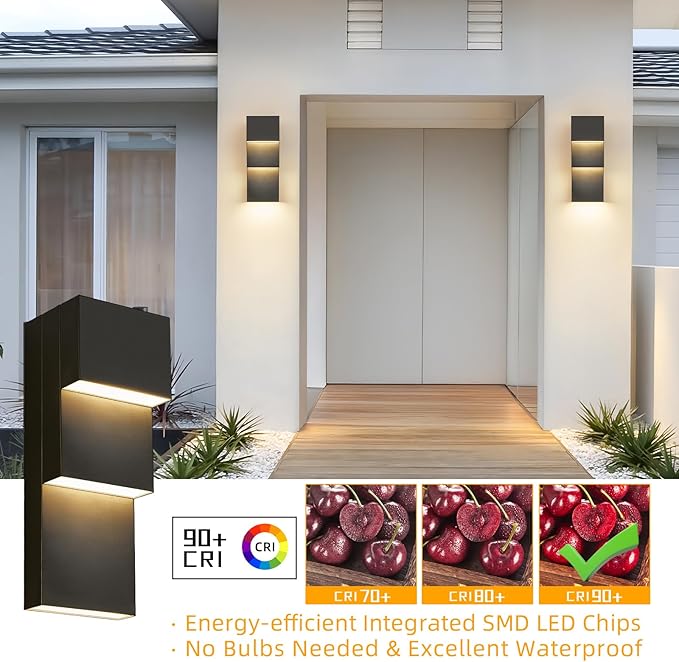 tewei Modern LED Outdoor Wall Sconce 30W Exterior Lighting Fixtures, Warm White