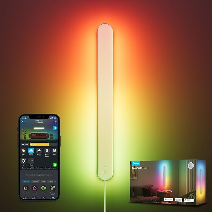 Govee Wall Sconce, Smart RGBIC Wall Lights, Works