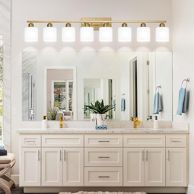 8 Light Bathroom Light Fixtures Gold