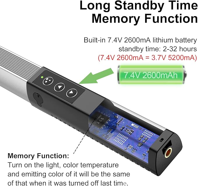 2 Pack RGB LED Video Light Wand Stick, LUXCEO Photography Studio Lighting Kits