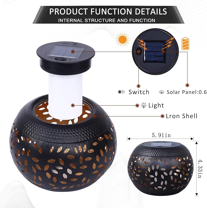 Solar Table Lantern Outdoor Waterproof-Dancing Flickering Flame Solar Powered